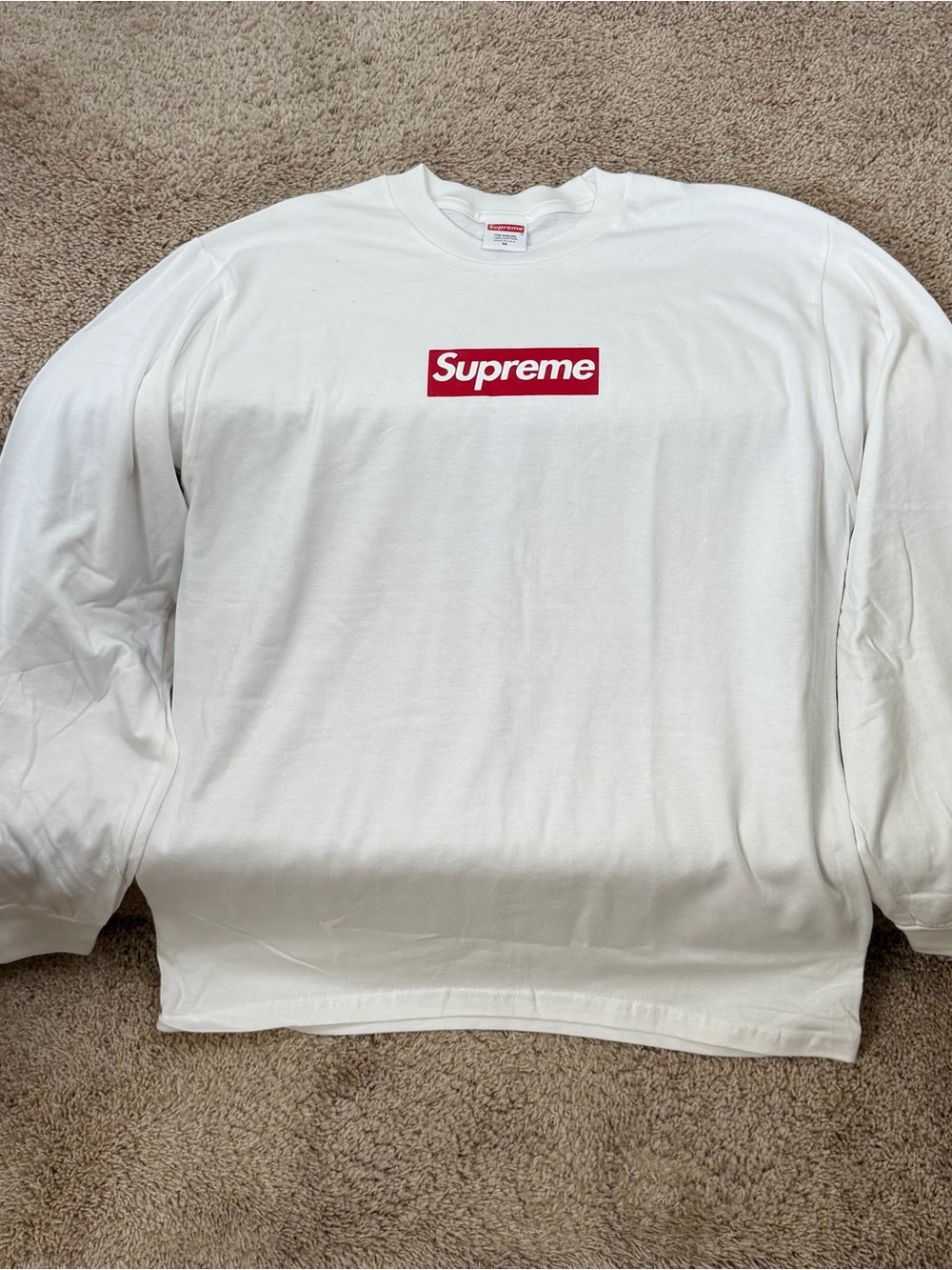 Supreme White Long Sleeve with Red Box Logo